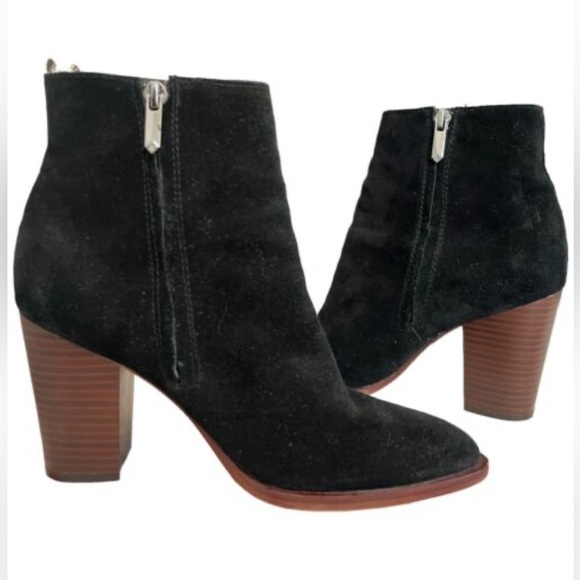 Sam Edelman Blake black suede almond to inside zip ankle boots booties Sz 9 - Picture 3 of 11